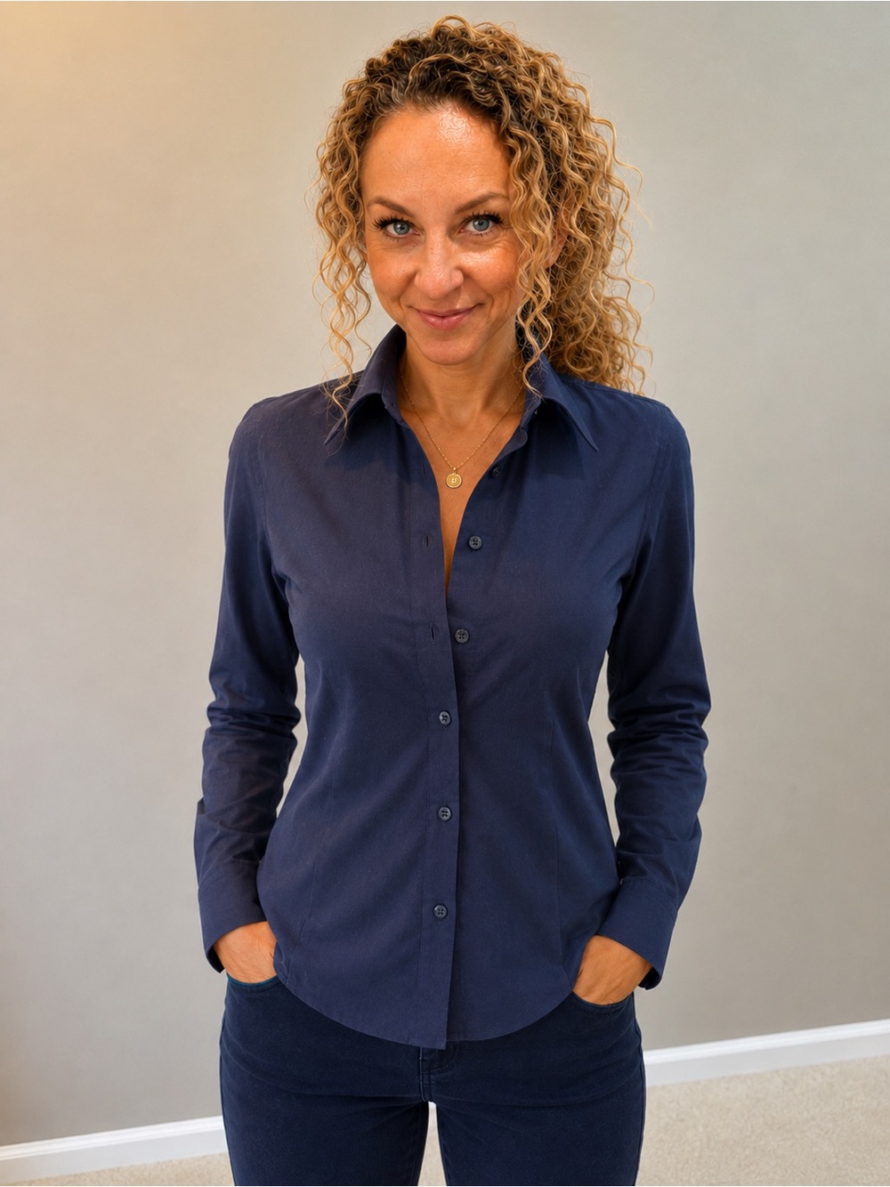 Pendleton Navy Long-Sleeve Button Down Shirt - Women's